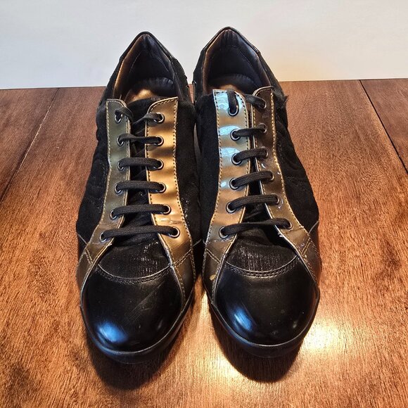 AGL Attilio Guisti Leombruni D902001 Black/Gold lace up shoe Sz 41 Made in Italy - Picture 3 of 8